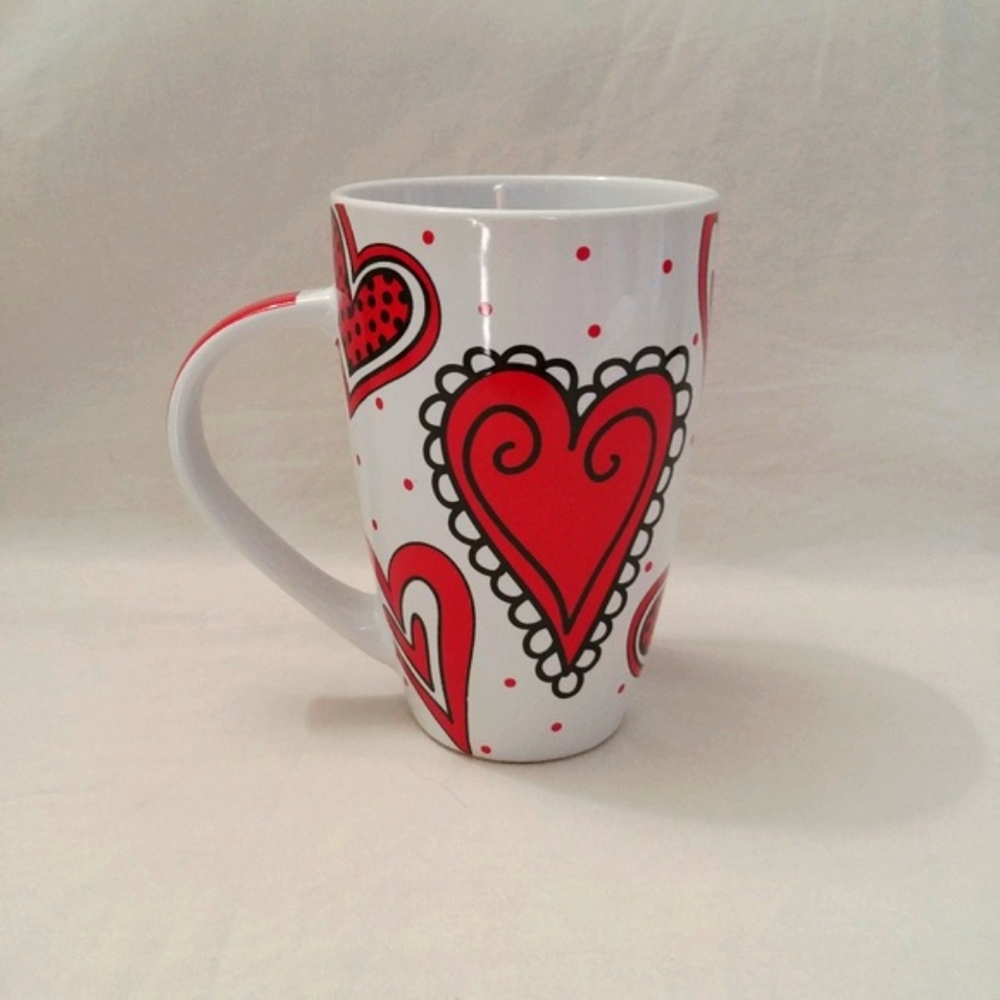 Burton and Burton Red & White Hearts Love Coffee Mug